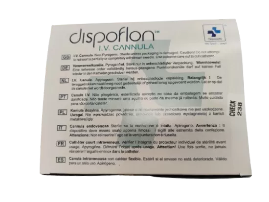 Intravénás kanül Dispoflon 24G 0,7 mm x 19 mm (sárga) (100 db/doboz)