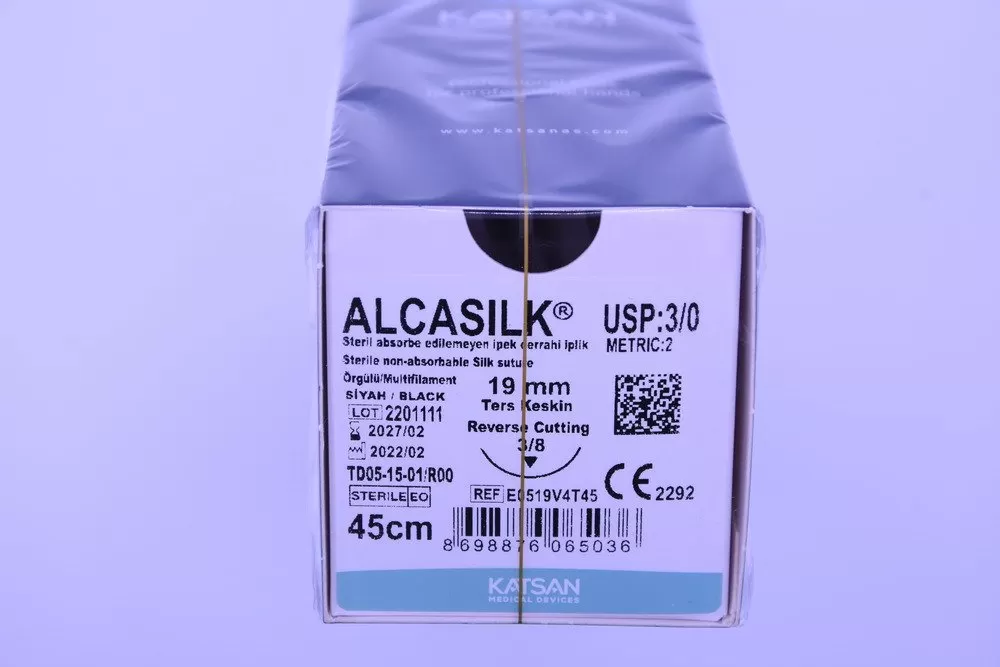 Alcasilk 3/0 45cm 3/8 19mm fordított vágótű