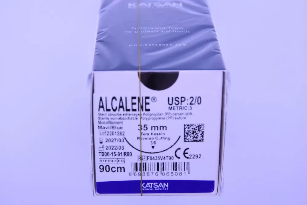 Alcalene 2/0 90cm 3/8 35mm fordított vágótű