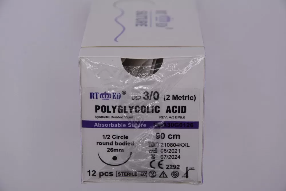 Polyglycolic Acid 3/0 90cm 1/2 26mm körtű