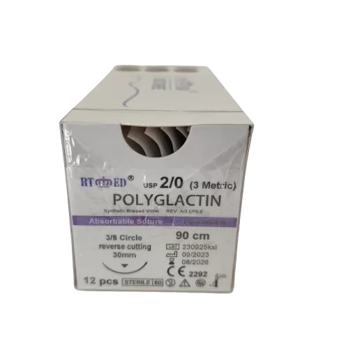 Polyglactin 2/0 90cm 3/8 30mm fordított vágótű