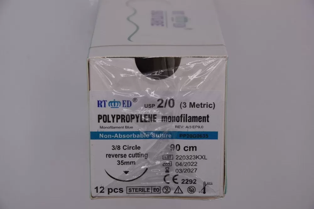 Polypropylene 2/0 90cm 3/8 35mm fordított vágótű