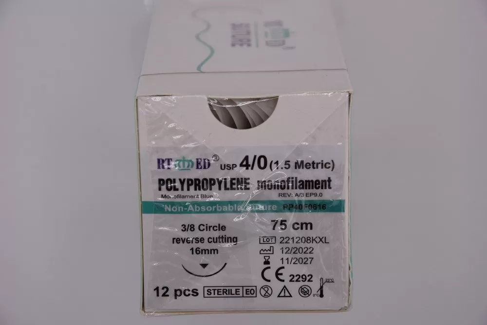 Polypropylene 4/0 75cm 3/8 16mm fordított vágó