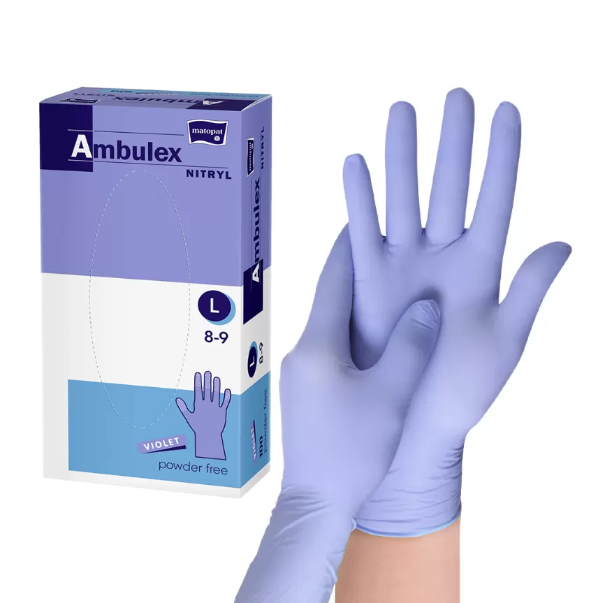 Ambulex nitril púdermentes kesztyű, lila L (100 db/csomag, 10 csomag/karton)