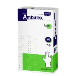 Ambulex latex púderes kesztyű M (100 db/csomag, 10 csomag/karton)
