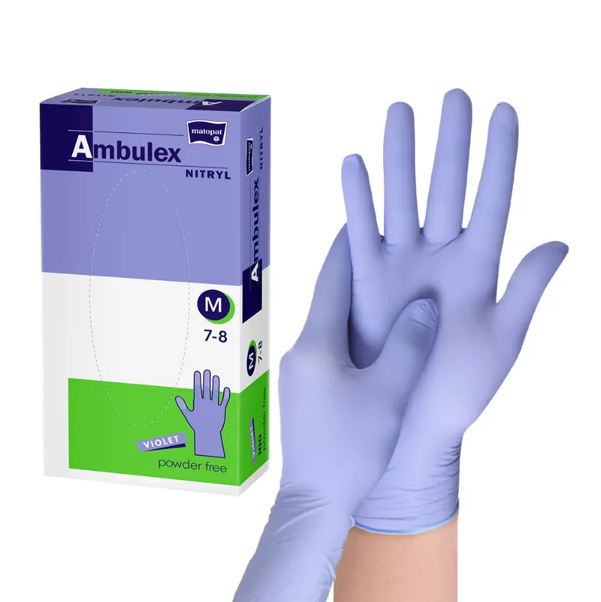 Ambulex nitril púdermentes kesztyű, lila M (100 db/csomag, 10 csomag/karton)