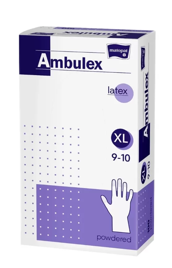 Ambulex latex púderes kesztyű XL (100 db/csomag, 10 csomag/karton)
