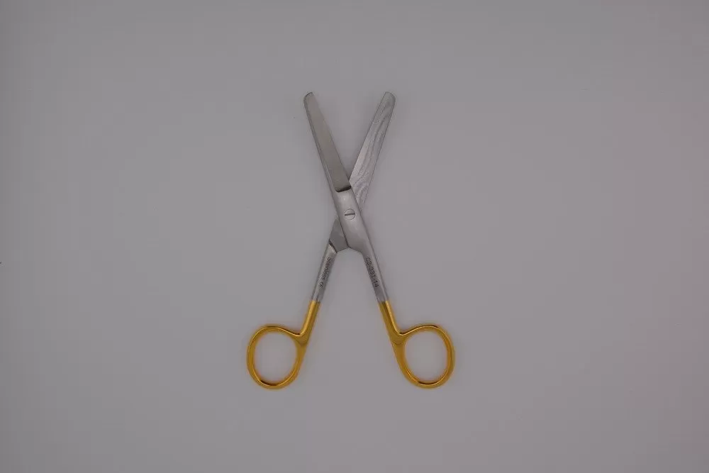 TC Standard olló aranyozott, tompa/tompa, hajlított 14,5 cm