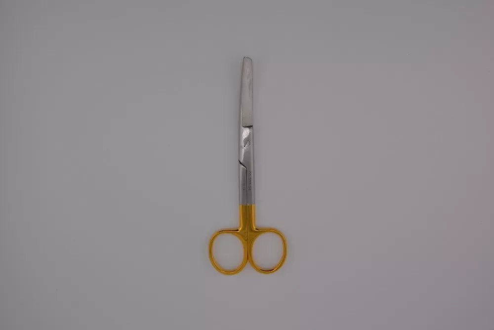 TC Standard olló aranyozott, hegyes/tompa, hajlított 14,5 cm