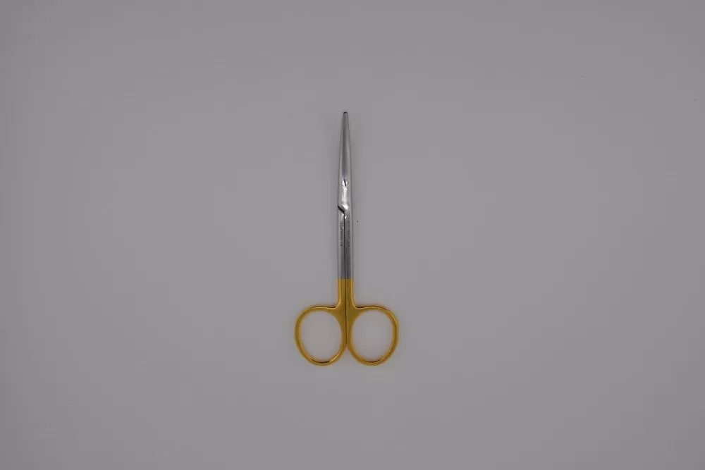 TC Strabismus olló aranyozott, tompa/tompa, hajlított 11 cm
