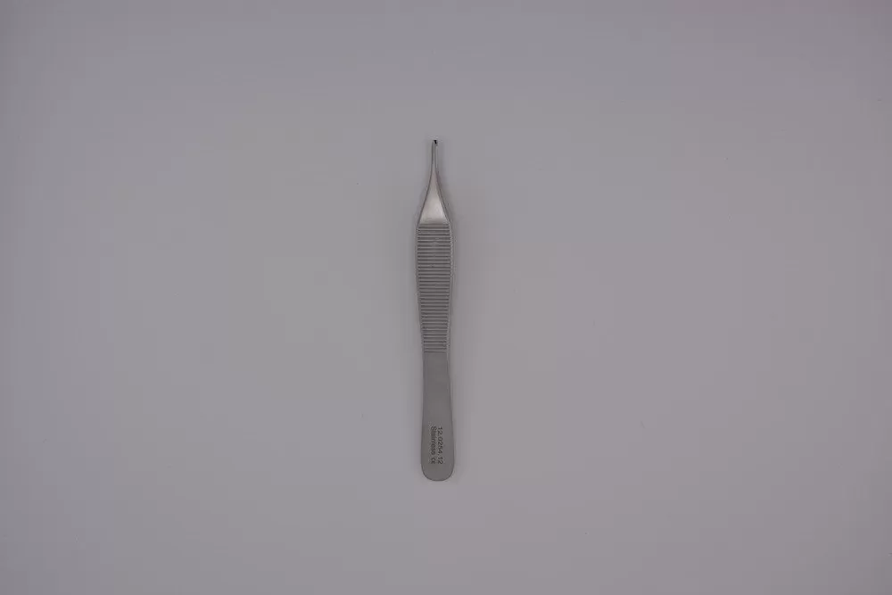 Micro Adson csipesz, 1x2 fogú, egyenes 12 cm, csúcs 1,0 mm