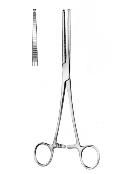 Kocher Achner fogó, 1x2 fogú, egyenes 18,5 cm