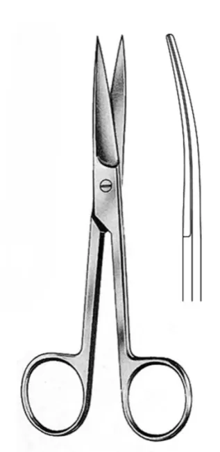 Standard olló hegyes/hegyes, hajlított 14 cm