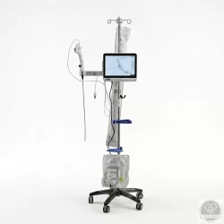 Hordozható monitor tartó állvány, pylonnal, infúziós szereléktartóval, tárolókosárral