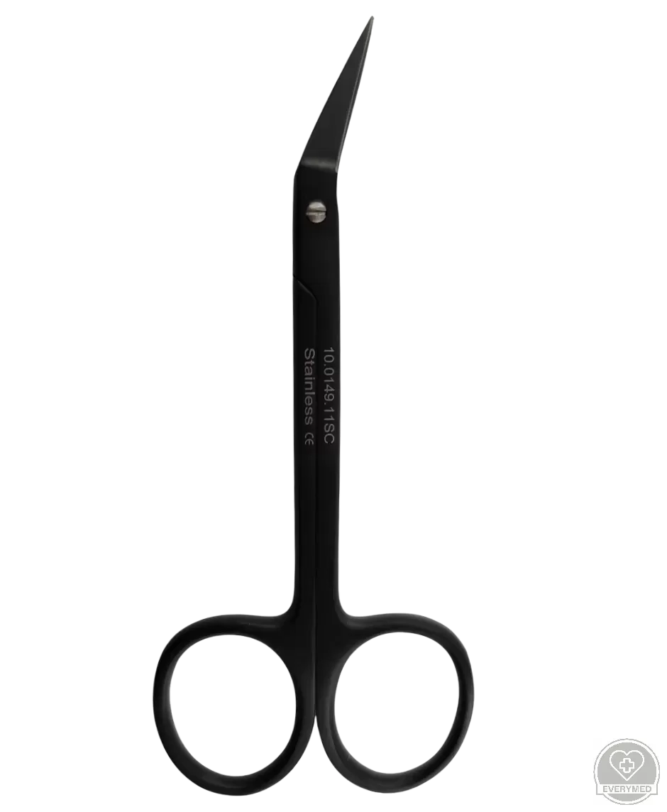 Iris angular super cut olló fekete, hegyes/hegyes, hajlított 11,5 cm