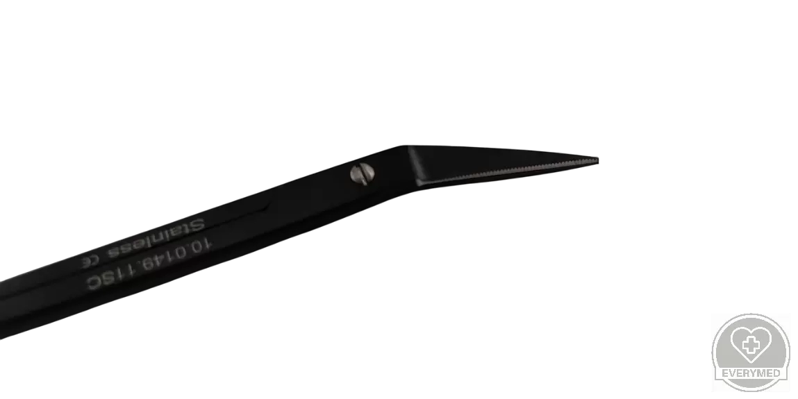 Iris angular super cut olló fekete, hegyes/hegyes, hajlított 11,5 cm