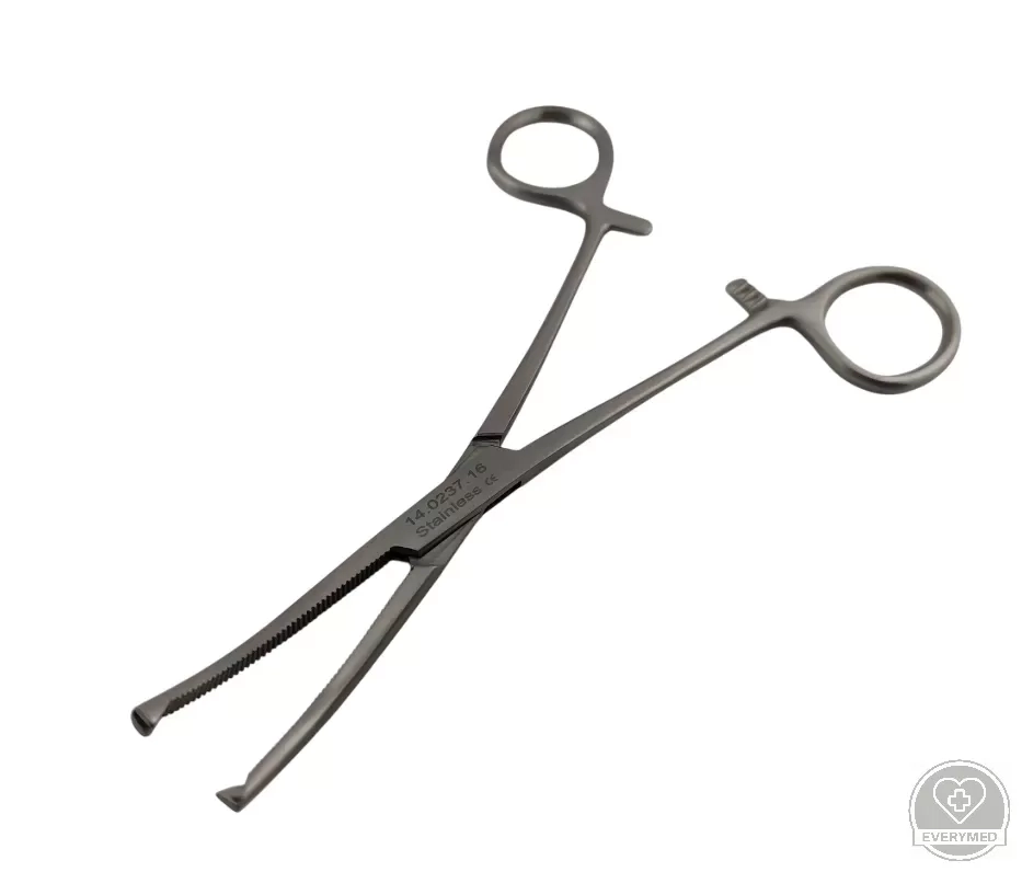 Kocher Delicate fogó, 1x2 fogú, hajlított 16 cm
