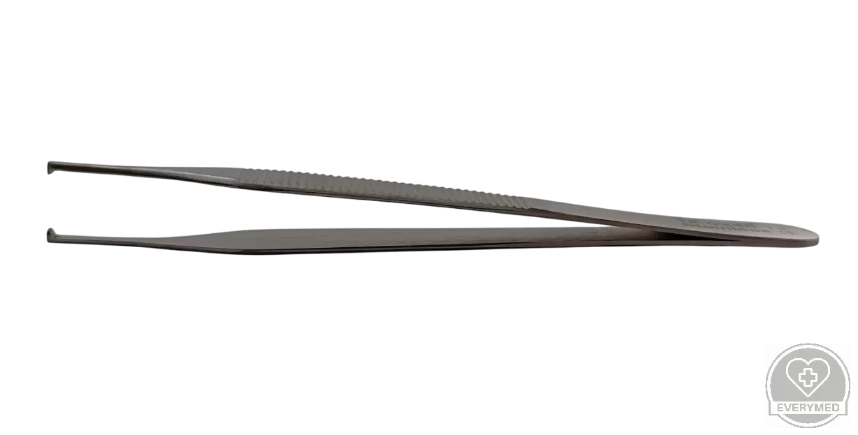 Micro Adson csipesz, 1x2 fogú, egyenes 12 cm, csúcs 1,3 mm