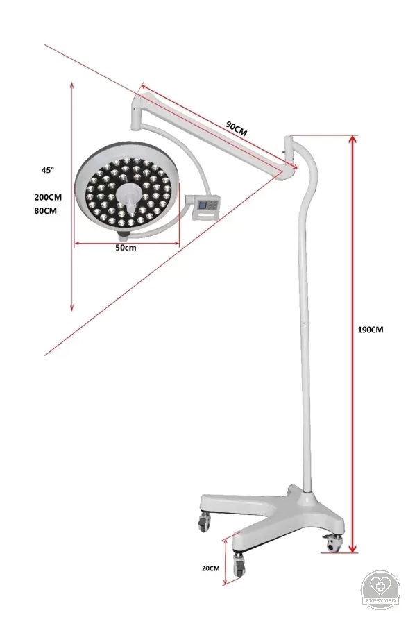 Árnyékmentes műtéti LED lámpa (Classic style mobile)_190_cm