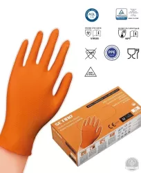 Setino nitril vizsgáló púdermentes kesztyű narancs Méret: M (50 db/doboz, 10 doboz/karton)