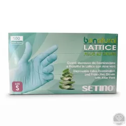 Setino latex vizsgáló púdermentes kesztyű, aloe zöld, méret: S (100 db/doboz, 10 doboz/karton)