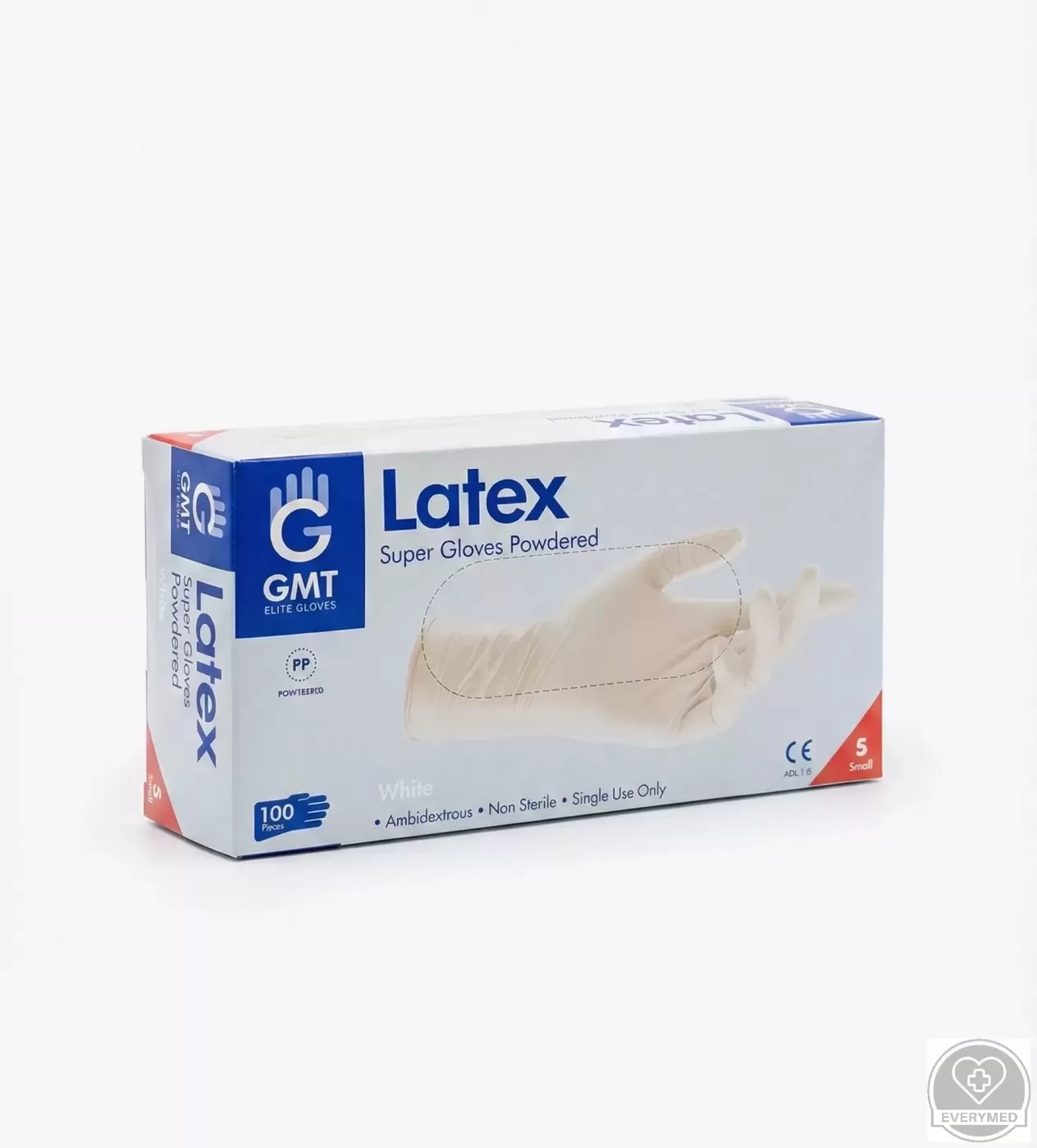 GMT latex púderes vizsgáló kesztyű, fehér, S (100 db/csomag, 10 csomag/karton)