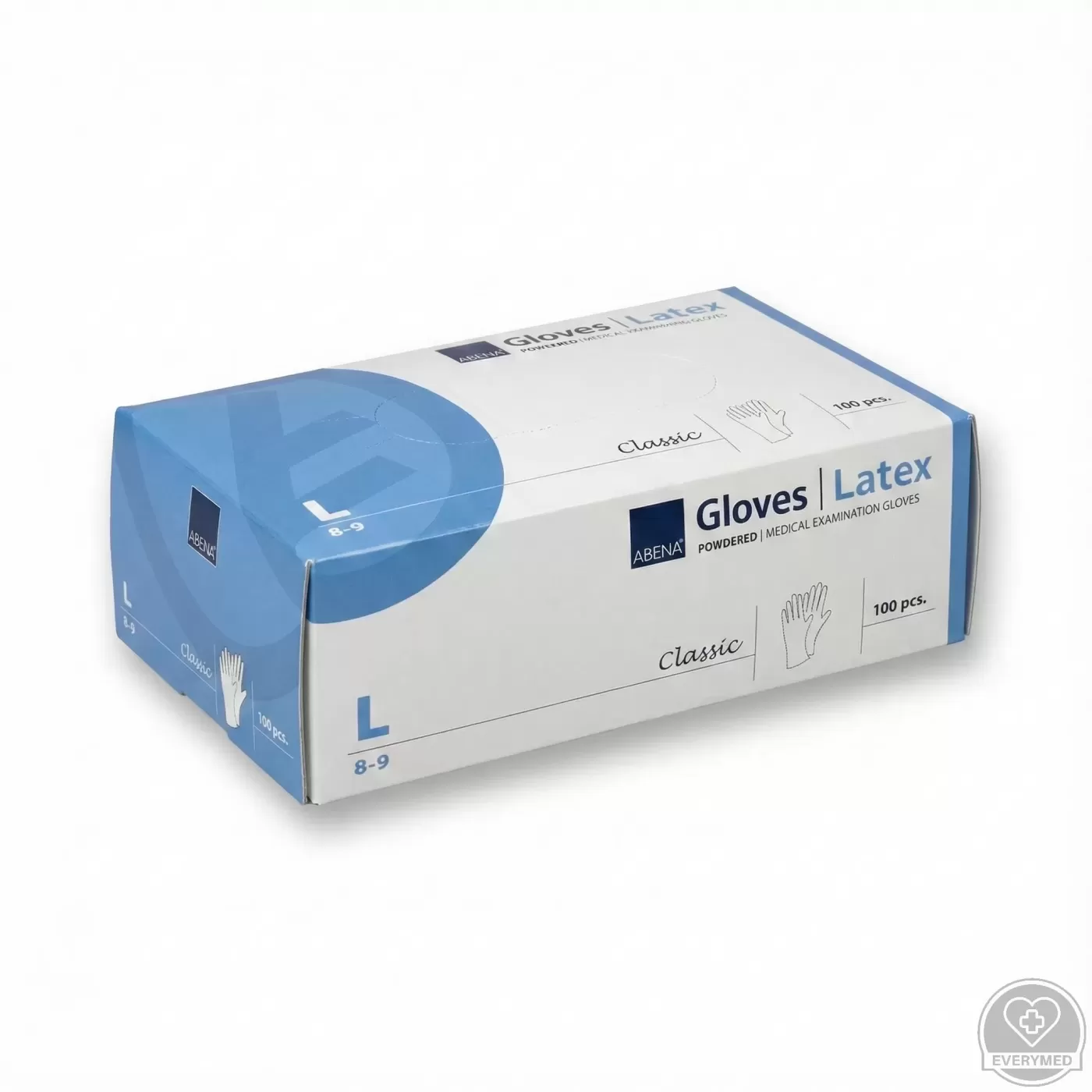 ABENA latex púderes vizsgáló kesztyű, fehér, L (100 db/csomag, 10 csomag/karton)