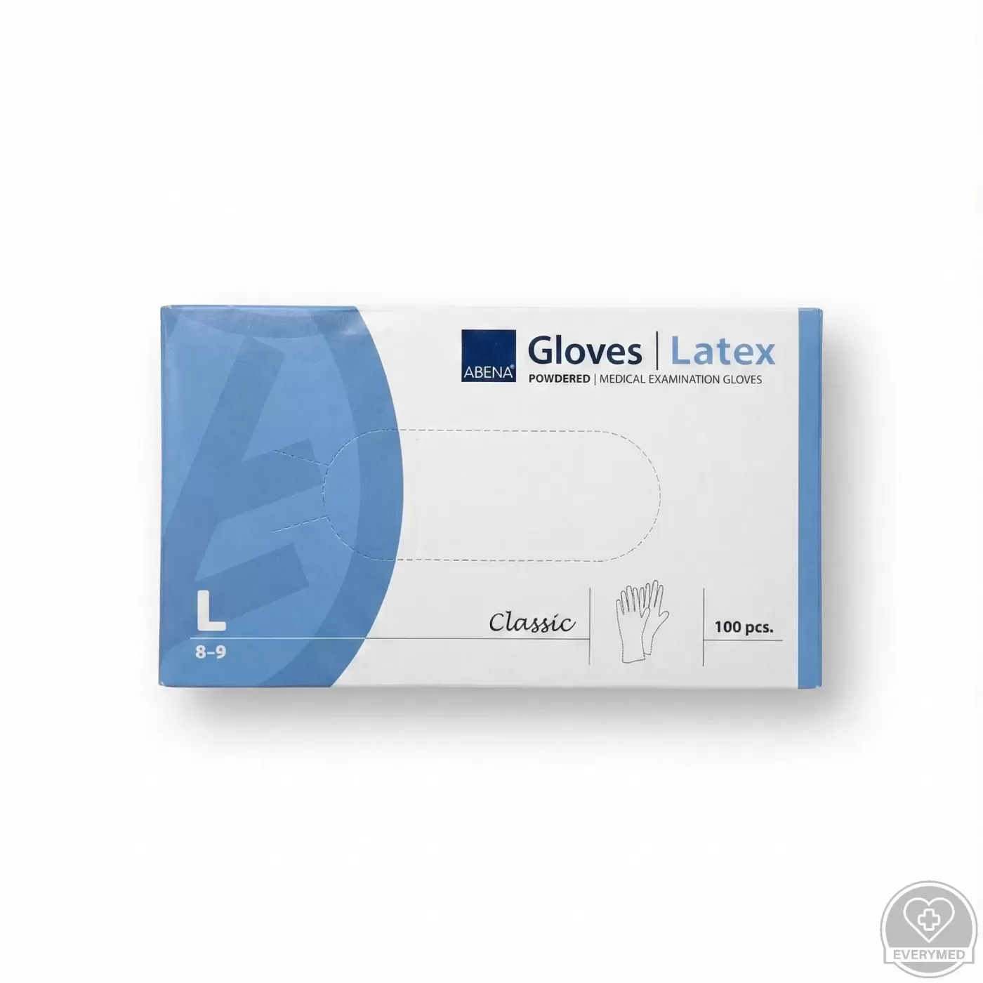 ABENA latex púderes vizsgáló kesztyű, fehér, L (100 db/csomag, 10 csomag/karton)