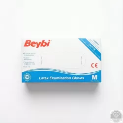 Beybi latex púderes vizsgáló kesztyű, fehér, M (100 db/csomag, 10 csomag/karton)