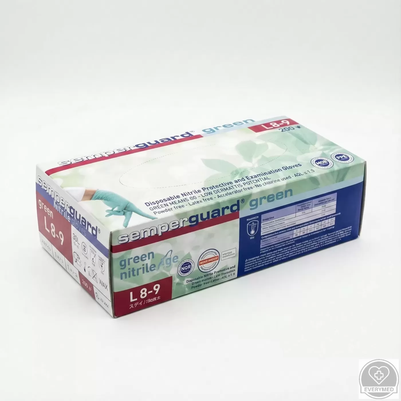 Semperguard nitril púdermentes vizsgáló kesztyű, zöld, L (200 db/csomag, 10 csomag/karton)