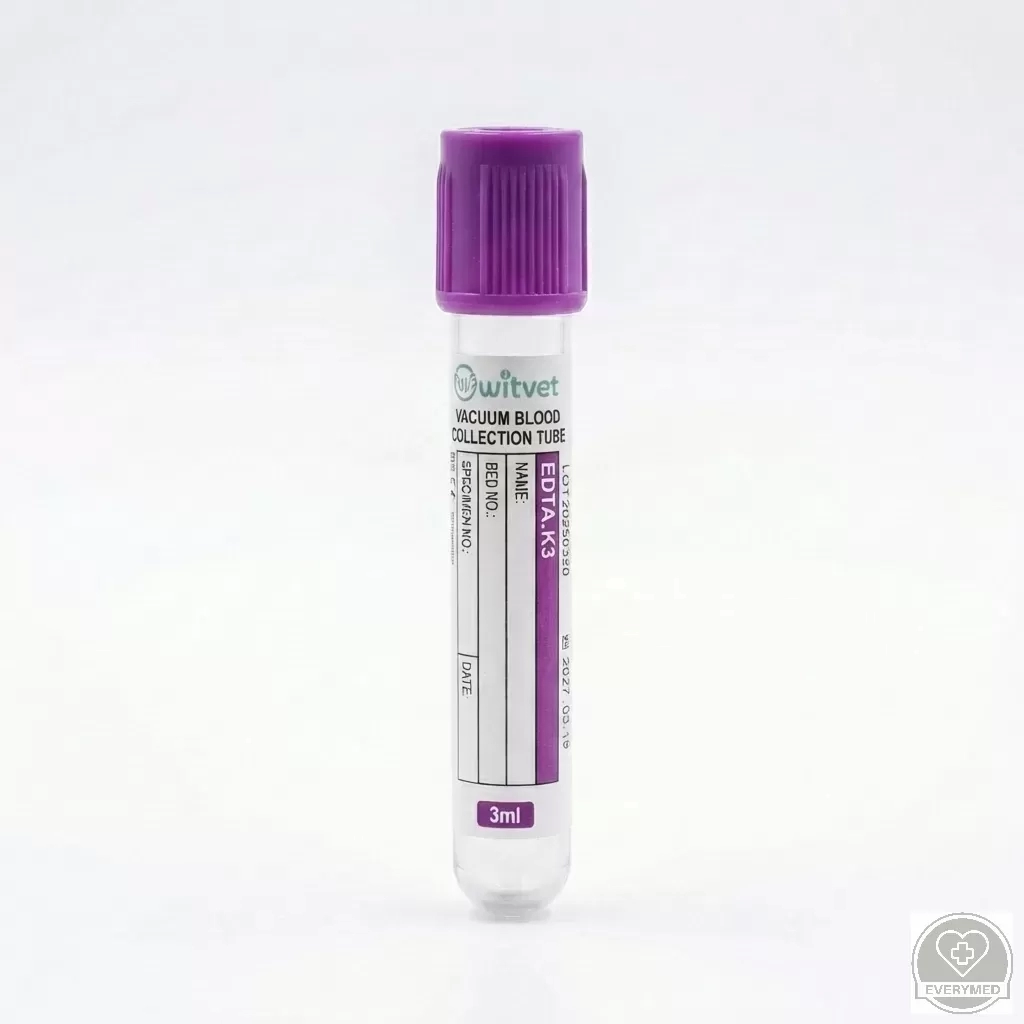 EDTA.K3‑szal adalékolt, vákuumozott vérvételi cső (lila)