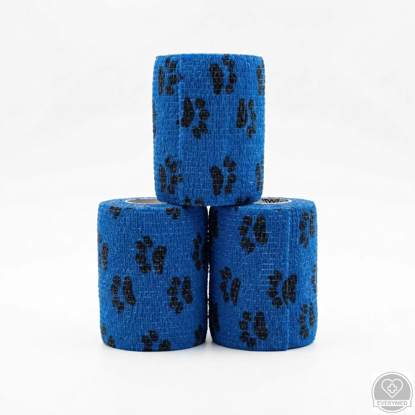 Öntapadós rugalmas kötszer, kék mancs mintás, 10 cm x 4,5 m, 12 db