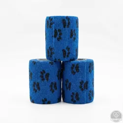 Öntapadós rugalmas kötszer, kék mancs mintás, 10 cm x 4,5 m, 12 db