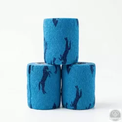 Öntapadós rugalmas kötszer, kék ló mintás, 10 cm x 4,5 m, 12 db