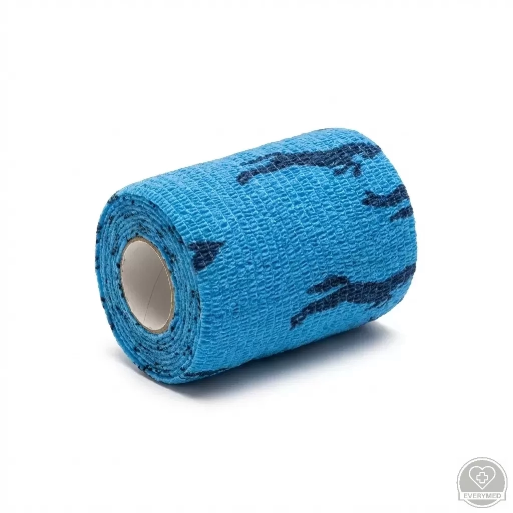 Öntapadós rugalmas kötszer, kék ló mintás, 5 cm x 4,5 m, 12 db