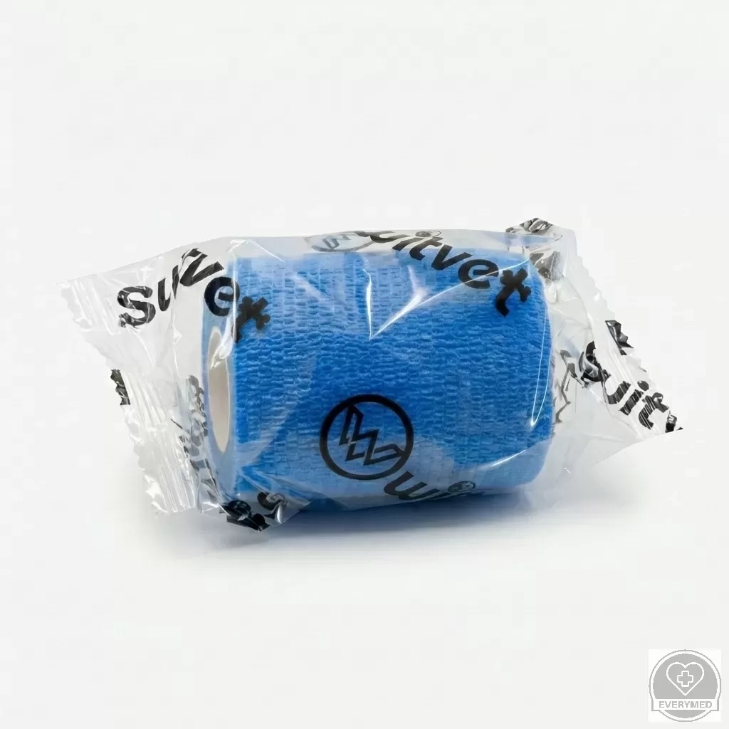 Öntapadós rugalmas kötszer, világoskék, 7,5 cm x 4,5 m, 12 db