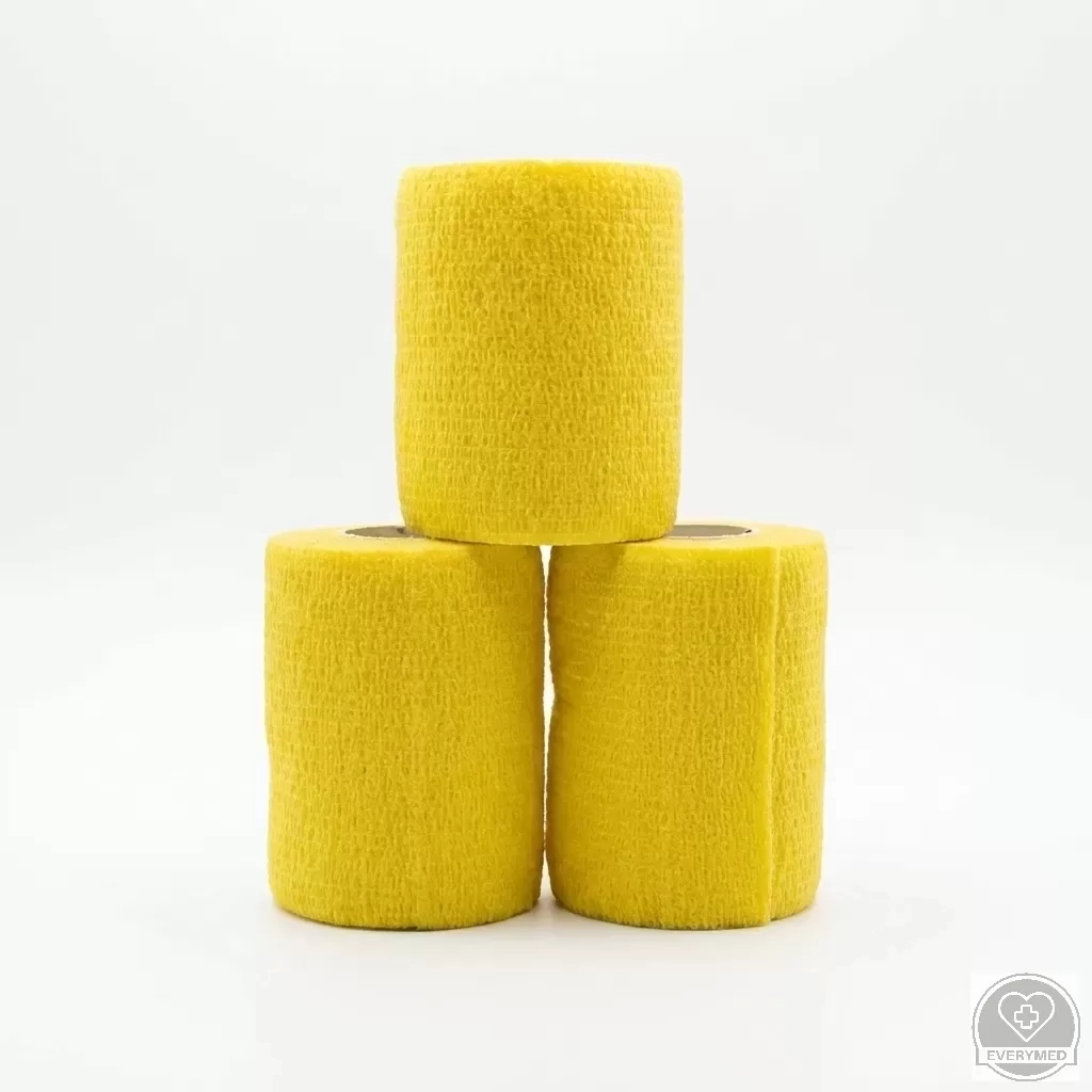 Öntapadós rugalmas kötszer, sárga, 5 cm x 4,5 m, 12 db