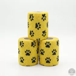 Öntapadós rugalmas kötszer, sárga mancs mintás, 7,5 cm x 4,5 m, 12 db