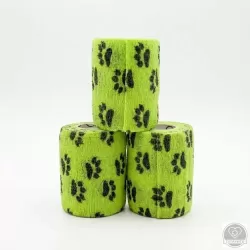 Öntapadós rugalmas kötszer, világoszöld mancs mintás, 10 cm x 4,5 m, 12 db