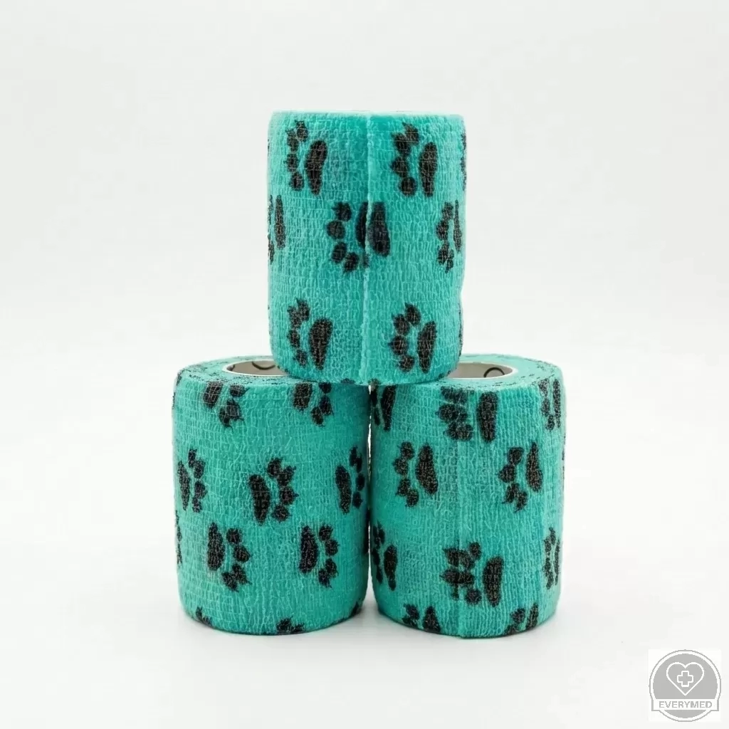 Öntapadós rugalmas kötszer, zöld mancs mintás, 10 cm x 4,5 m, 12 db