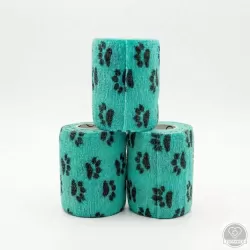 Öntapadós rugalmas kötszer, zöld mancs mintás, 10 cm x 4,5 m, 12 db