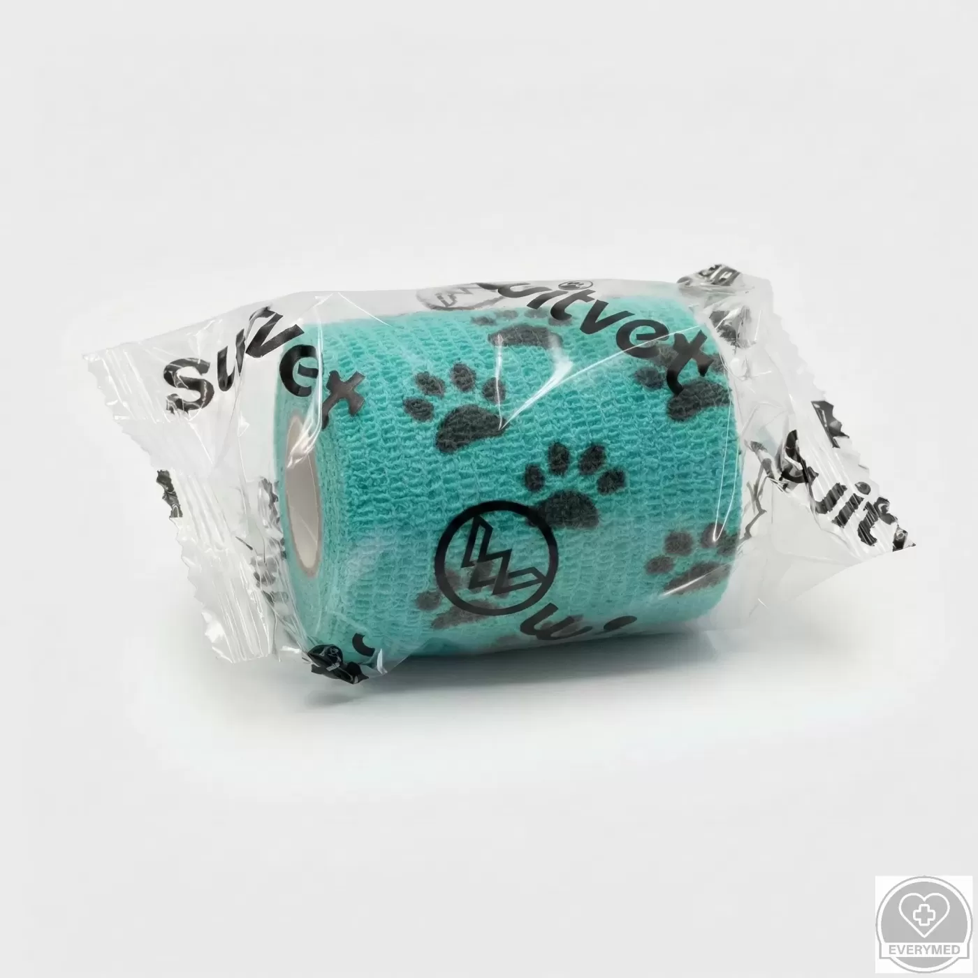 Öntapadós rugalmas kötszer, zöld mancs mintás, 5 cm x 4,5 m, 12 db