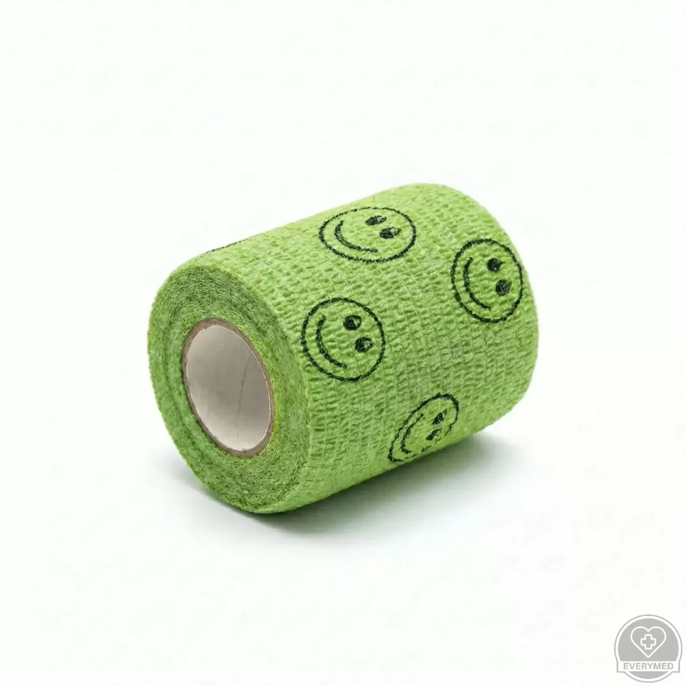 Öntapadós rugalmas kötszer, zöld smiley mintás, 10 cm x 4,5 m, 12 db