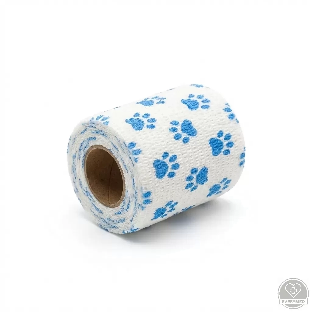 Öntapadós rugalmas kötszer, fehér mancs mintás, 7,5 cm x 4,5 m, 12 db