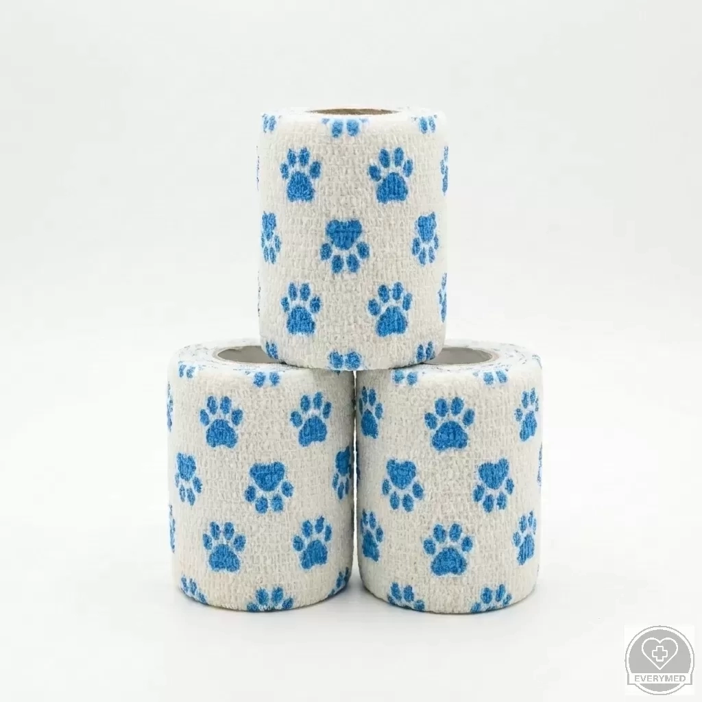 Öntapadós rugalmas kötszer, fehér mancs mintás, 7,5 cm x 4,5 m, 12 db