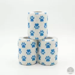 Öntapadós rugalmas kötszer, fehér mancs mintás, 7,5 cm x 4,5 m, 12 db