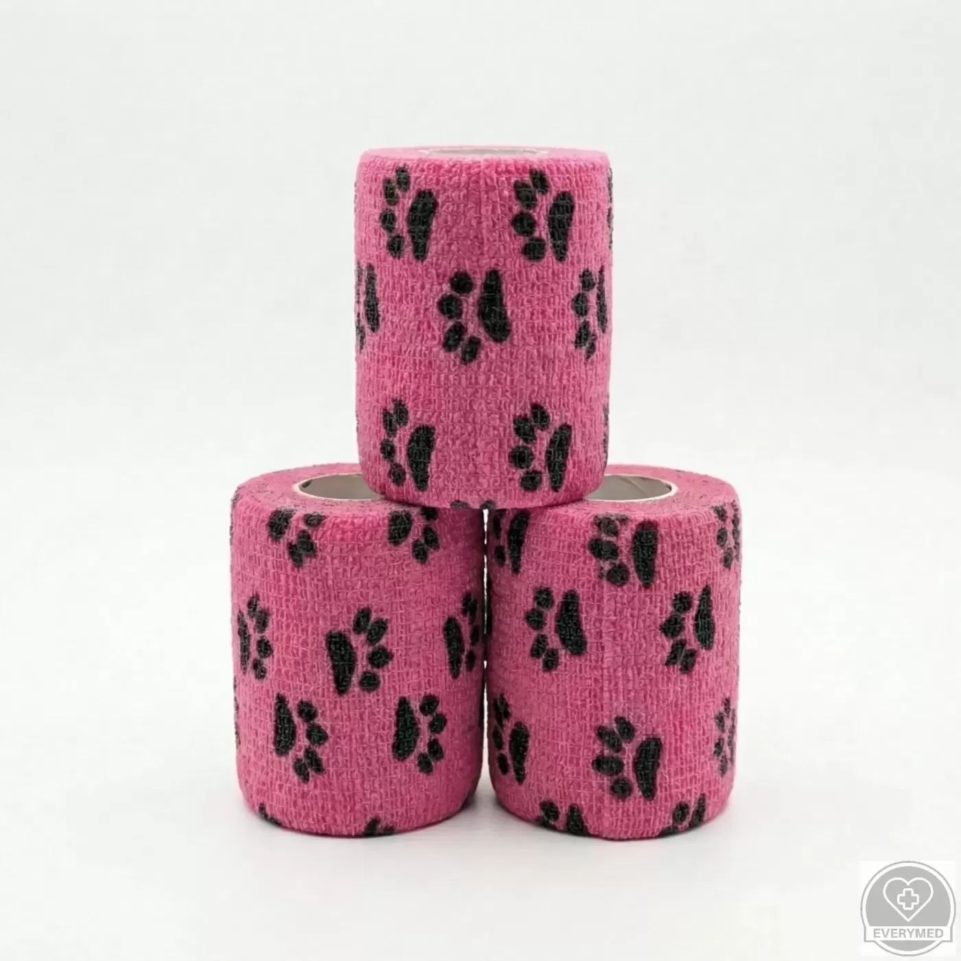 Öntapadós rugalmas kötszer, rózsaszín mancs mintás, 10 cm x 4,5 m, 12 db