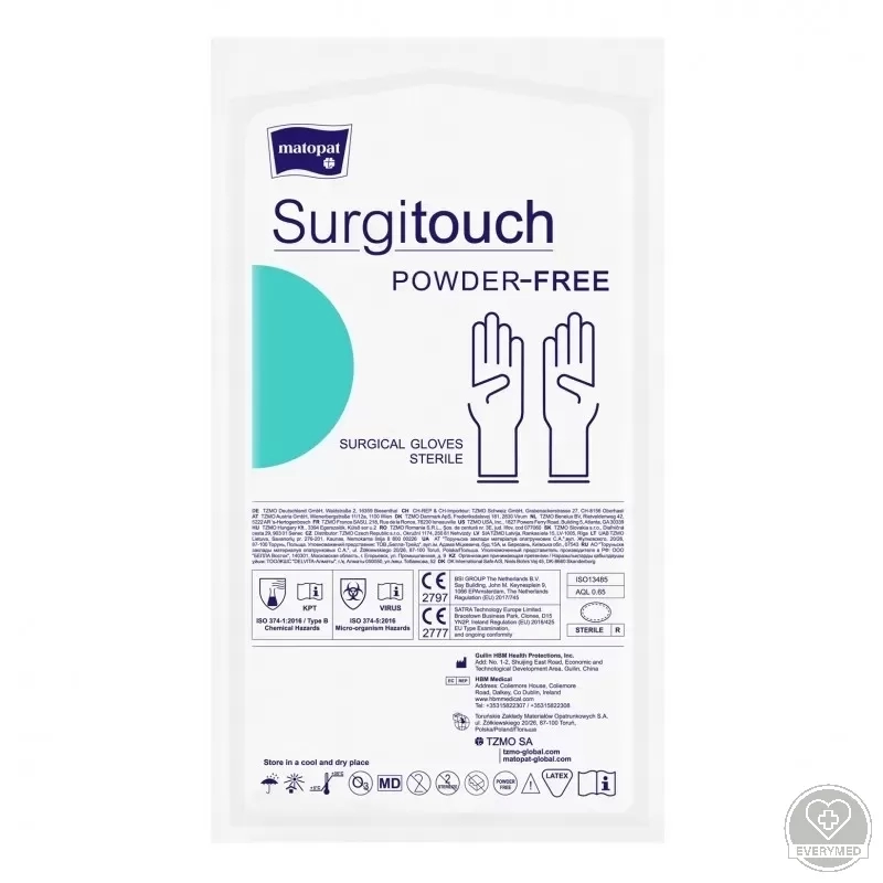 Surgitouch steril púdermentes műtéti kesztyű, méret: 8 (50 db/csomag, 4 csomag/karton)