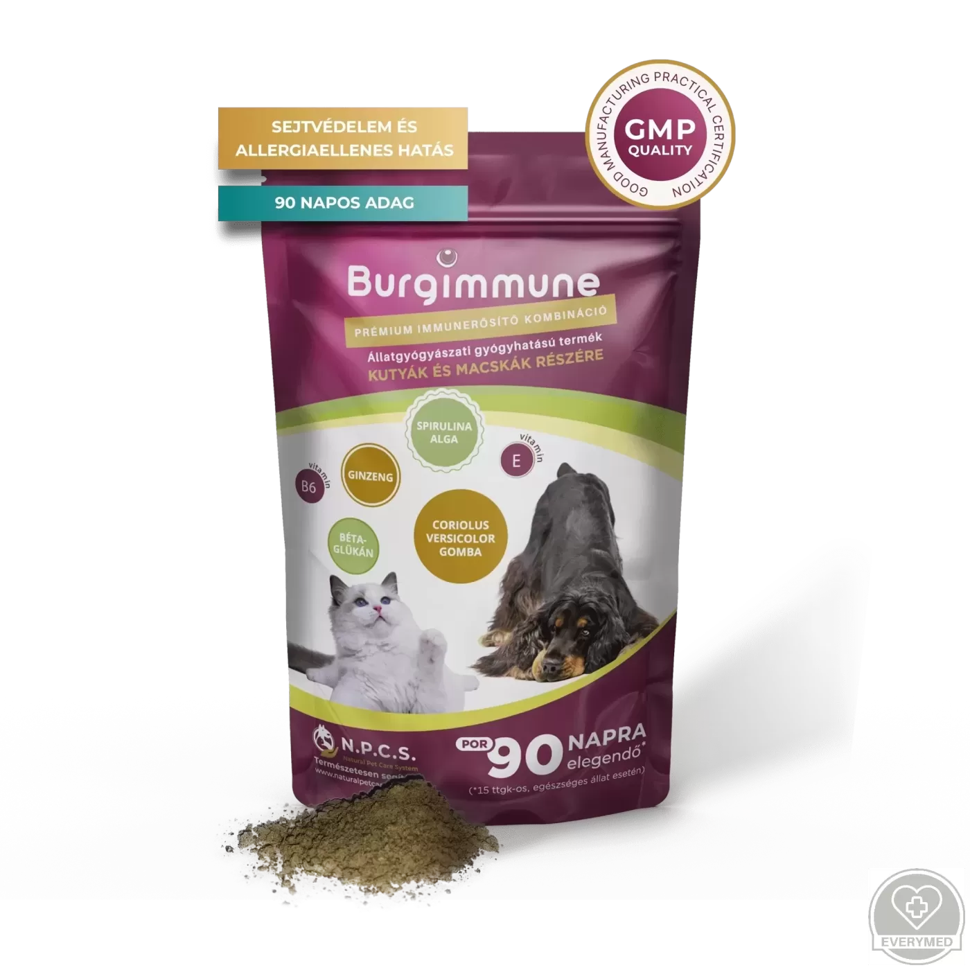 Burgimmune prémium immunerősítő kombináció (por, 135 g - 90 napra)