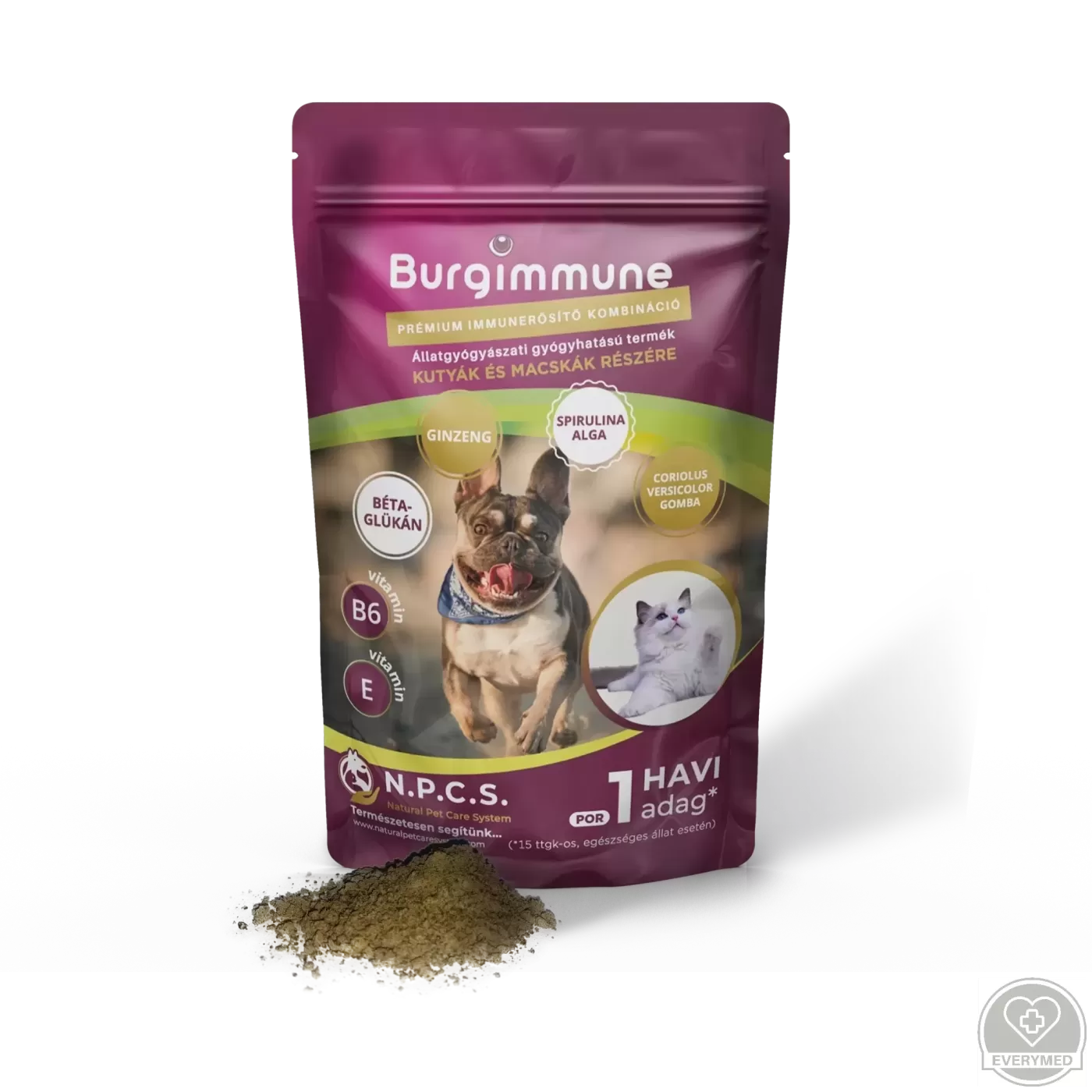 Burgimmune prémium immunerősítő kombináció (por, 45 g — havi adag)